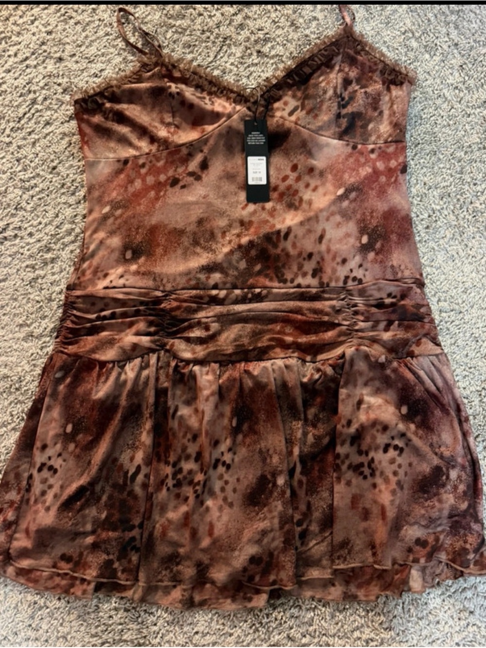 Fashion Nova Brown & Rust Velvet Slip Dress